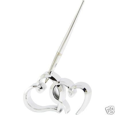 WEDDING Sweetheart GUEST Pen & Holder DOUBLE HEART NEW  