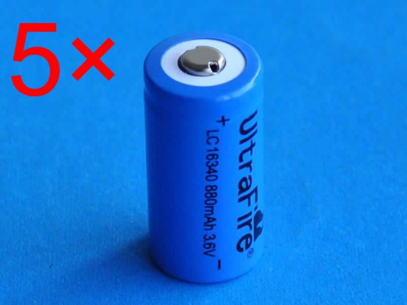 5PCS ULTRAFIRE CR2 CR123A LC16340 Rechargeable Li ion Battery 3.6V 