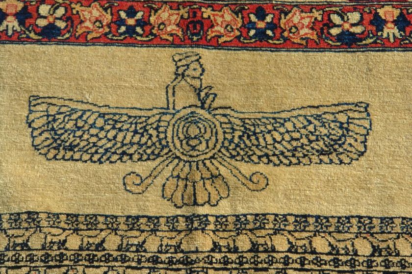 Zoroastrian Persian Laver Kirman rug 5x7ft cr1870  