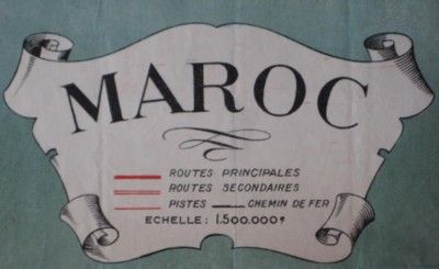 1946 Road Map MAROC French Spanish Morocco Casablanca Marrakesh Rabat 