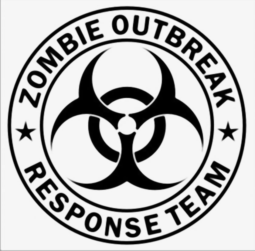 Large ZOMBIE OUTBREAK RESPONSE TEAM Bio Hazard Decal 14 Sticker car 