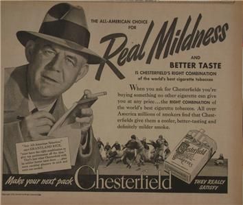 Grantland Rice in 1939 Chesterfield Cigarette ad.  