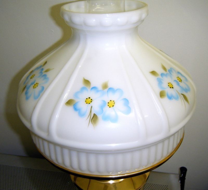 Brass Aladdin Kerosene Lamp 23 Burner Decorative Glass Shade Blue 