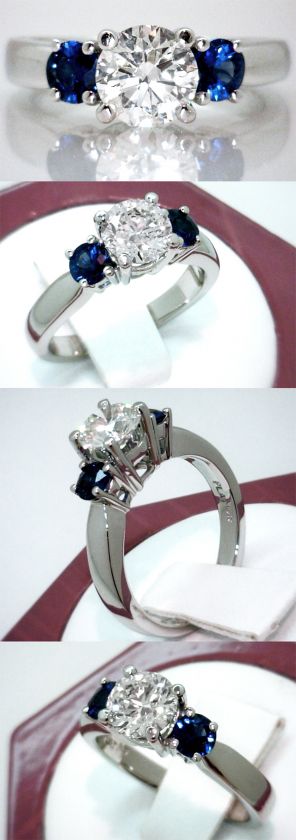 BEAUTY $14,500 PLATINUM VS2 F EGL 1.85ct DIAMOND & BLUE SAPPHIRE 3 