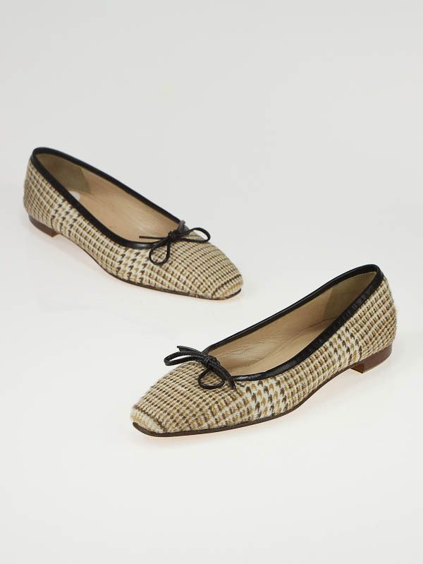 Manolo Blahnik Tweed Fur Flats Size 5/35  