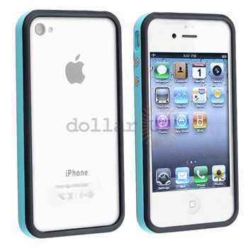 Bumper Blue/Black Skin Rubber Case Cover w/ Button+PRIVACY FILM for 