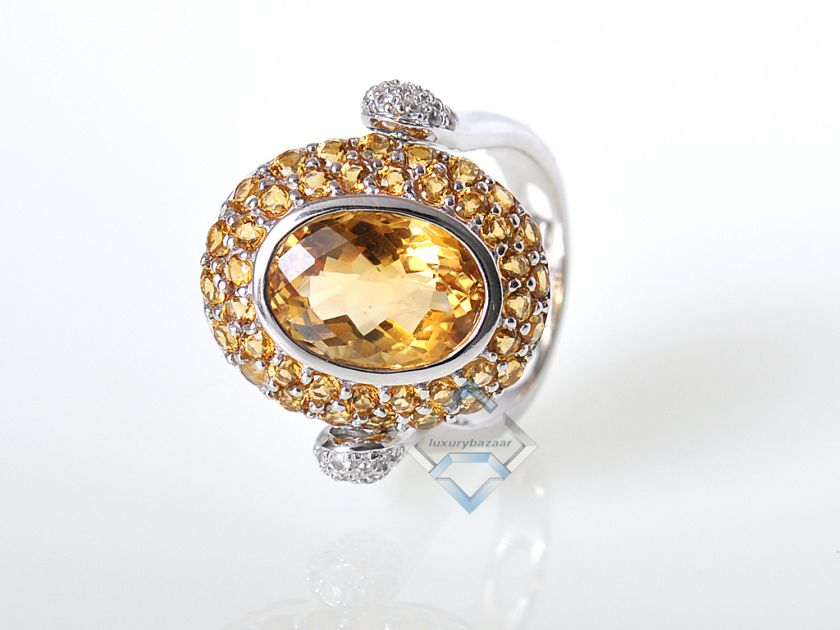 LeVian 14K White Gold and Citrine Swivel Ring WOW  