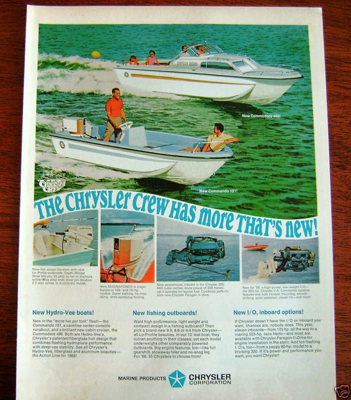 1968 Chrysler Boat Ad Commando Commandore 151 & 486  