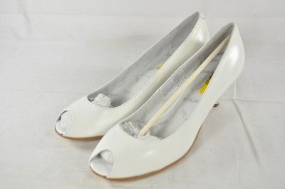   ITALY 81150 WHITE LEATHER PEEP TOE HEELS PUMPS 38 8 (1567) $200  