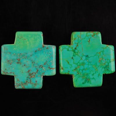 Turquoise Cross Pendant Bead Pair L1649  