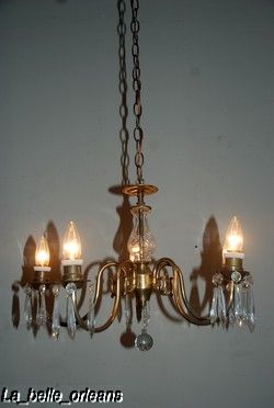 CHARMING FIVE LIGHT BRASS CAHNDELIER . MUST SEE L@@k  