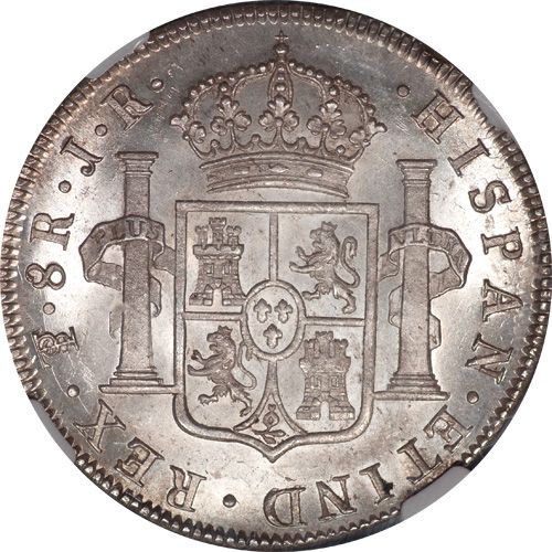 Bolivia 1774 PTS JR Bolivia Charles III Prooflike 8 Reales NGC MS 64 