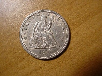 1857 P SEATED QUARTER  