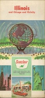 1964 SINCLAIR Worlds Fair Dinosaur Road Map ILLINOIS  