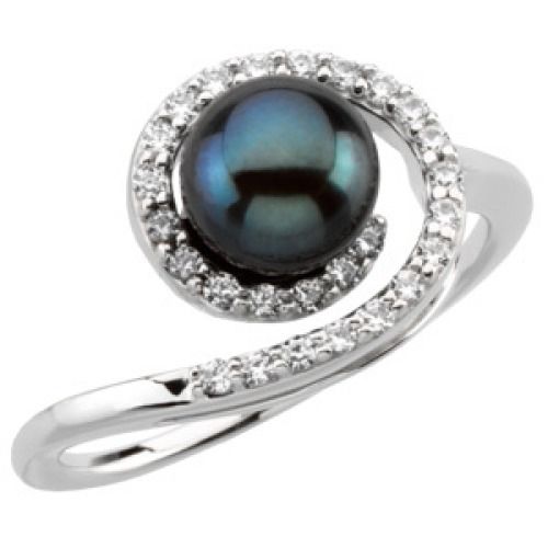 9mm Tahitian Black Pearl 2.50g 925 Sterling Silver Ring  