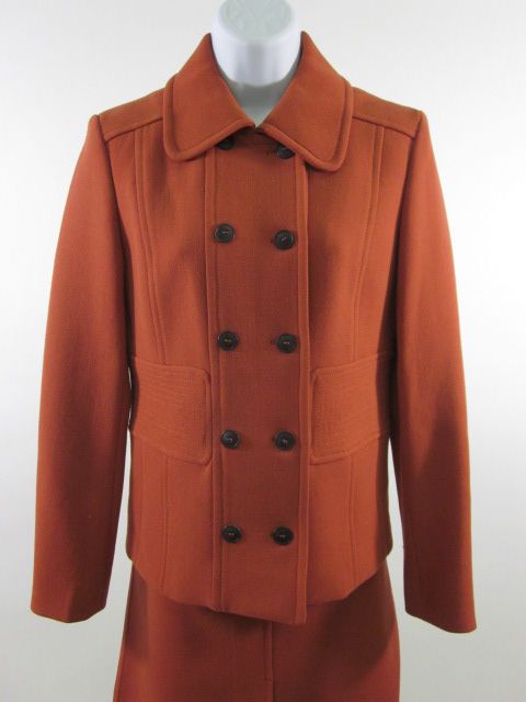 DEREK LAM Burnt Orange Wool Blazer Skirt Suit Sz 6  