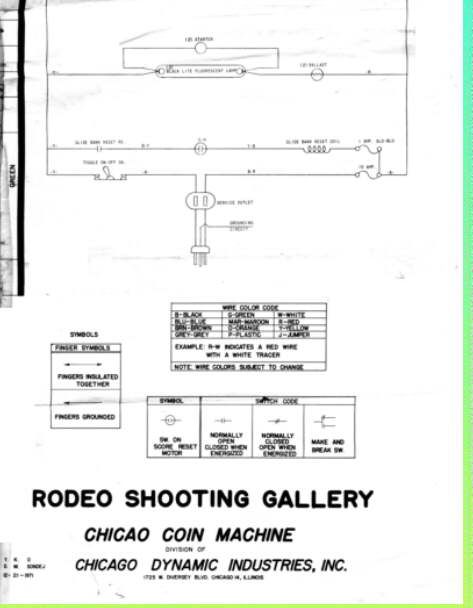 RODEO SHOOTING GALLERY Chicago Coin Arcade Gun Schem.  