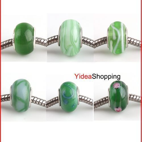 24x Mixed Lots Green Glaze lampwork Glass Beads P559  