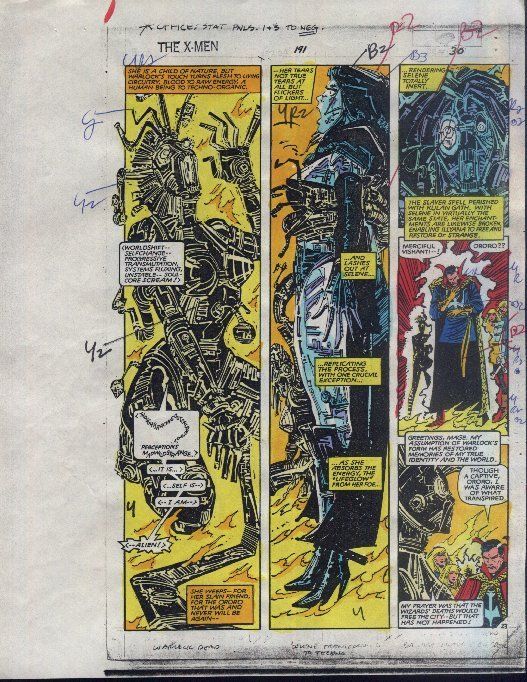 1985 ROMITA X MEN 191 MARVEL COMICS COLOR GUIDE ART PAGE DR STRANGE 