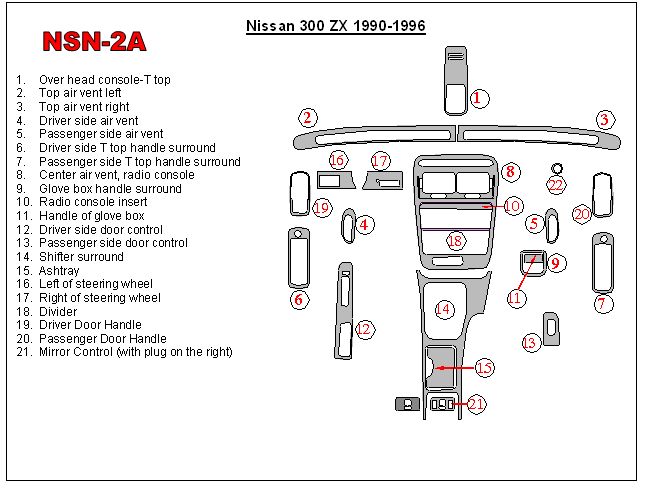 Nissan 300ZX 90 96 Wood Carbon Dash Kit Trim Parts  