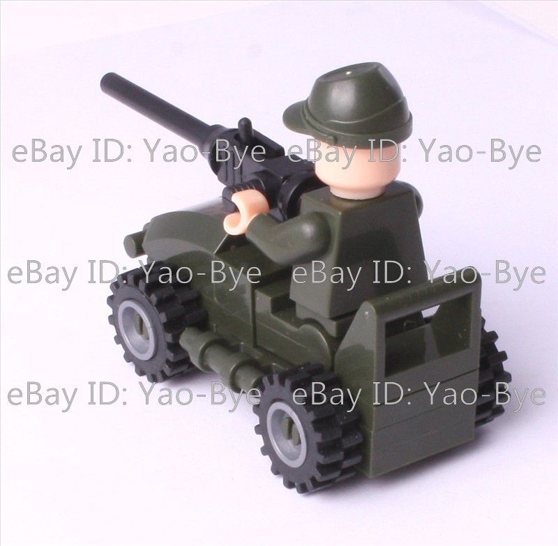 WORLD WARS 2 ARMED JEEP HEAVY MACHINE GUNS BUILDING TOYS 28 BRICK 