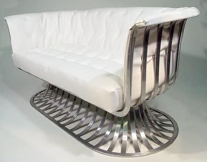 Vintage 1970 Russell Woodard Extruded Aluminum Settee  