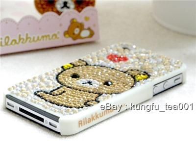 Rilakkuma Relax Bear 3D Bling Rhinestone iPhone 4 Case  