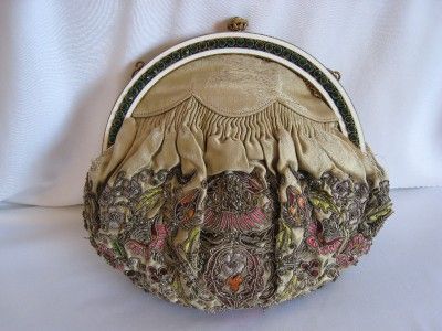 Art Deco 1920s Enameled & Jeweled Frame Evening Purse Heavily 