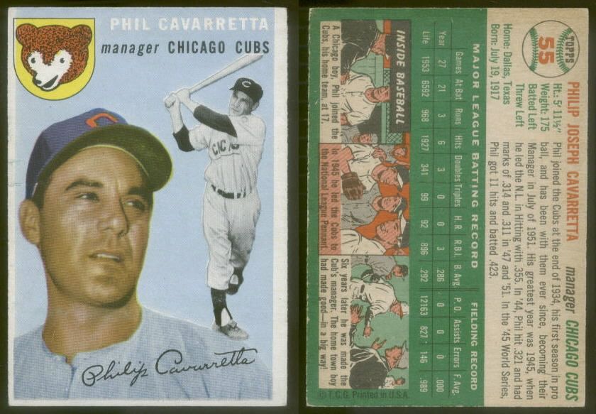 4174) 1954 Topps 55 Phil Cavarretta Cubs VG+  