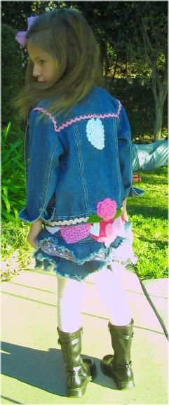 CUSTOM BOUTIQUE VALENTINES DENIM 3PC SKIRTJACKET SET 2T  