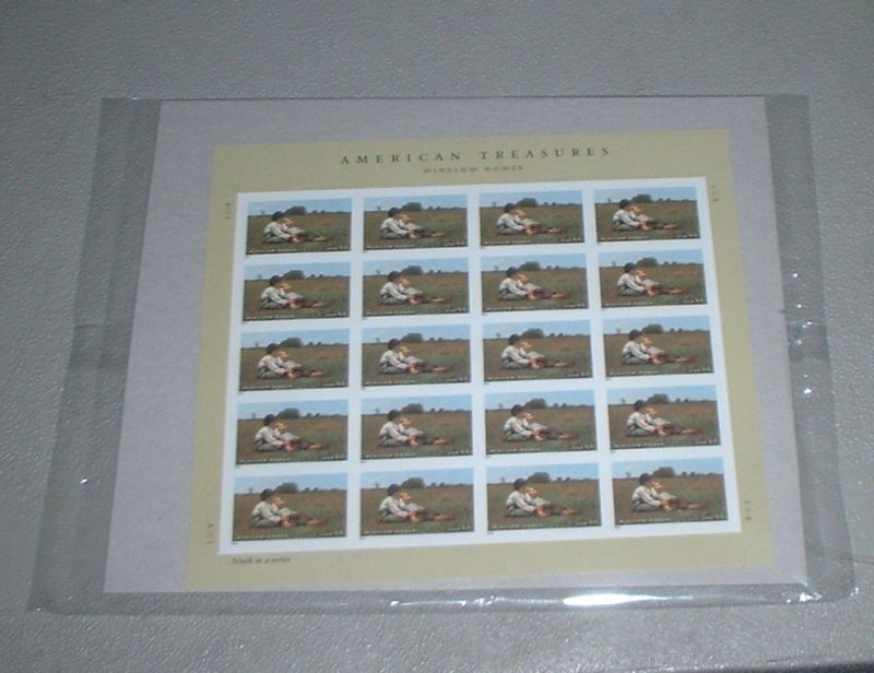 AMERICAN TREASURES WINSLOW HOMER STAMP FULL SHEET MINT  