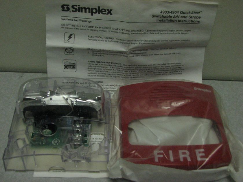 Simplex 4904 9168 fire alarm QuickAlert Strobe  