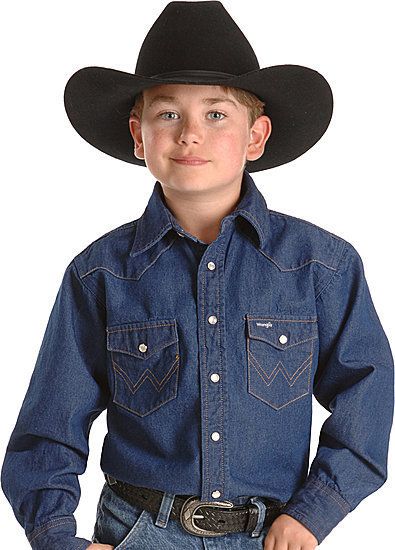 BOYS WRANGLER SOLID SNAP Navy Indigo WESTERN SHIRT X SMALL 3 4  