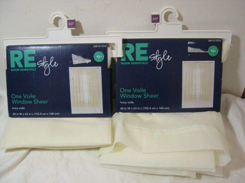 RE ROOM ESSENTIALS IVORY VOILE WINDOW SHEERS PANELS SET  