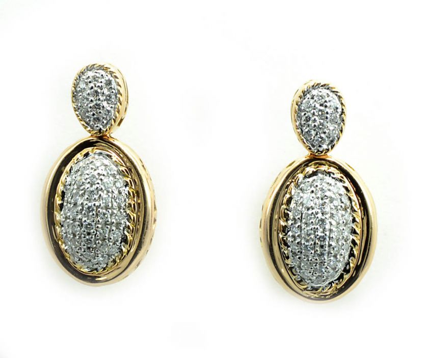 Charriol Cable Pave Diamond Earrings 1/2ct 18k Yellow Gold  