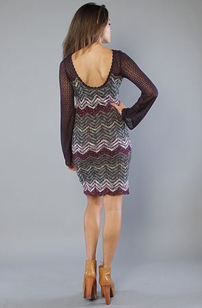 NEW FREE PEOPLE Lined Multi color Knit Zig Zag CHEVRON SWEATER DRESS 