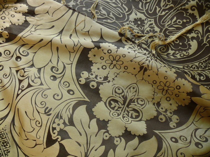 BEACON HILL CHIPPENDALE100%Silk DAMASK HAZEL BROWN GOLD  