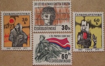 Holocaust Memorial COMP SET of 4 Stamps   *Lidice ~ Lezaky ~ CCCP 