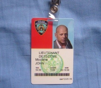 Die Hard Movie Prop ID Card John Mcclane Detective LAPD  