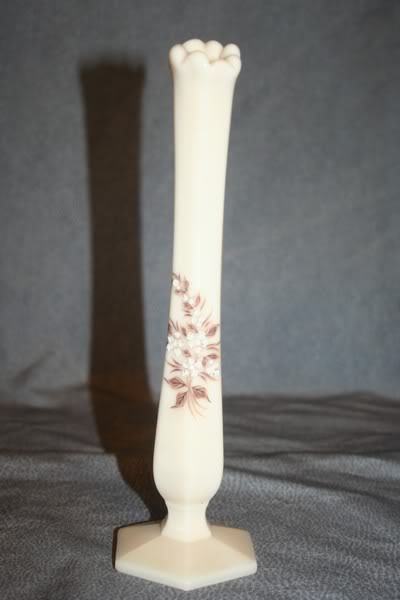 Westmoreland Almond Milk Glass Bud Vase White Flowers  