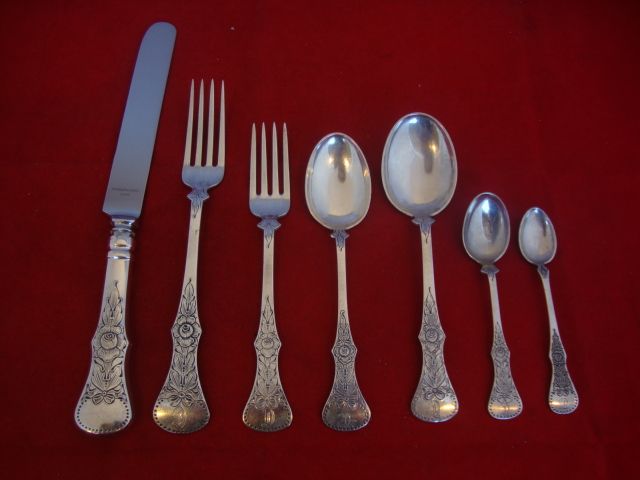 ROSE MAGNUS AASE NORWEGIAN NORWAY 830s SILVER DINNER FLATWARE SET 