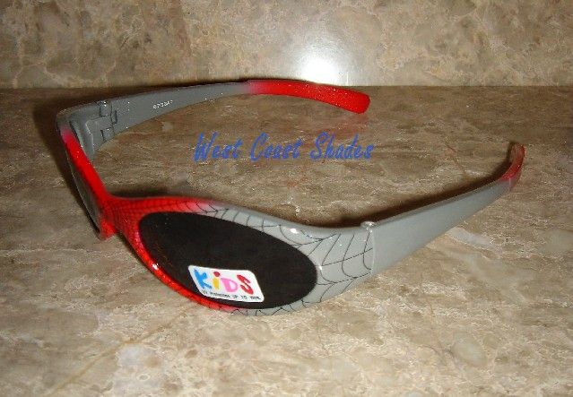 AWESOME KIDS SPIDERMAN SUNGLASSES SILVER & RED SPARKLE PAINT WITH 