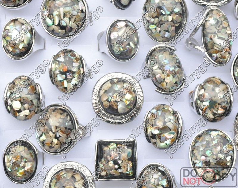 Wholesale lot bulk20 Abalone paua shell platina p Rings  