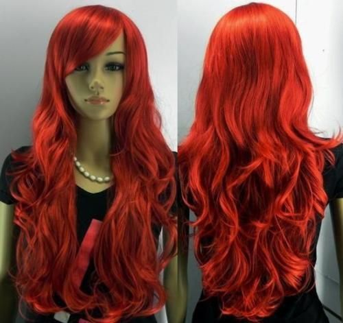 NEW long red curly hair womens full wig  