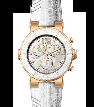   White Ocean Reef Diamond Chrono Rose Gold Swiss MOP Watch 10731  