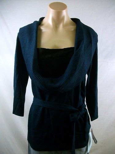 New Juniors AGB Peacock Layered Cowl Neck Sweater XL  