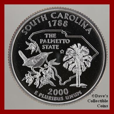 2000 S South Carolina State Gem Proof Clad Quarter Coin #10282646 61 