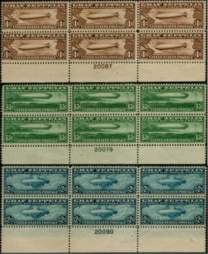 US Airmail Zeppelin Stamp 1930 C13 C14 C15 Mint NH  