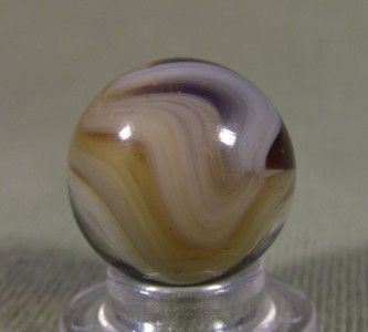 VINTAGE VITRO or AKRO AGATE CLEAR EXPERIMENTAL OXBLOOD SWIRL MARBLE 