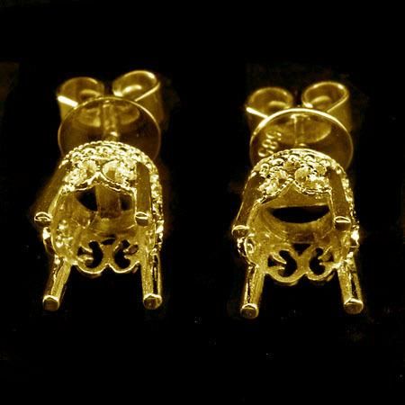 14K YELLOW GOLD VINTAGE MOUNTINGS STUD EARRING SETTINGS  